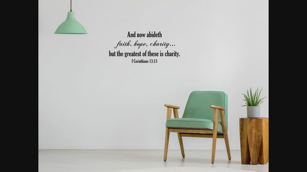 Faith Hope Charity Bible  Removable Wall Decal