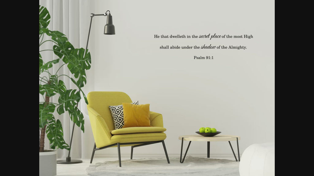 Psalm 91:1 - Scripture Wall Decals - Bible Sticker Wall Quote For Bedroom - Living Room Wall Décor