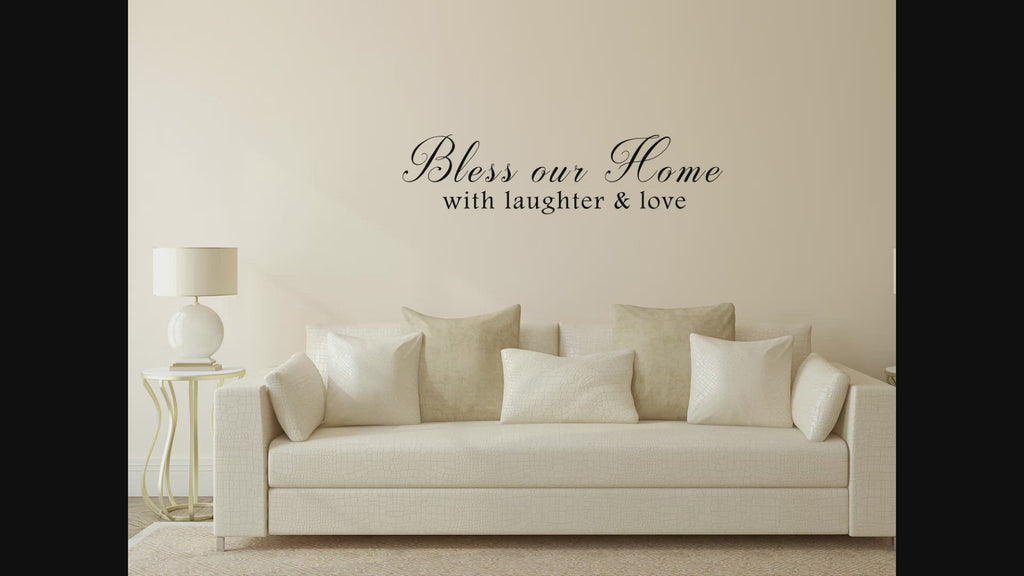 Bless Our Home With Laughter and Love Wall Decal – Perfect Family Room or Entryway Decor