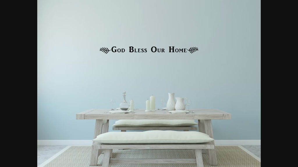 God Bless Our Home Bible Wall Words Vinyl Decal - Christian Wall Quote Sticker