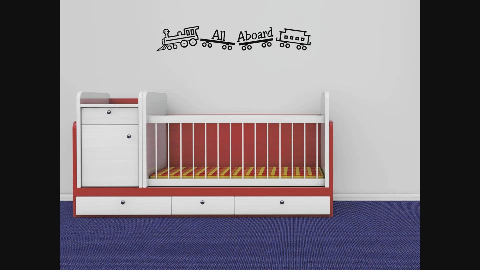 All Aboard Wall Decal – Removable Vinyl Sticker for Boys Room or Nursery