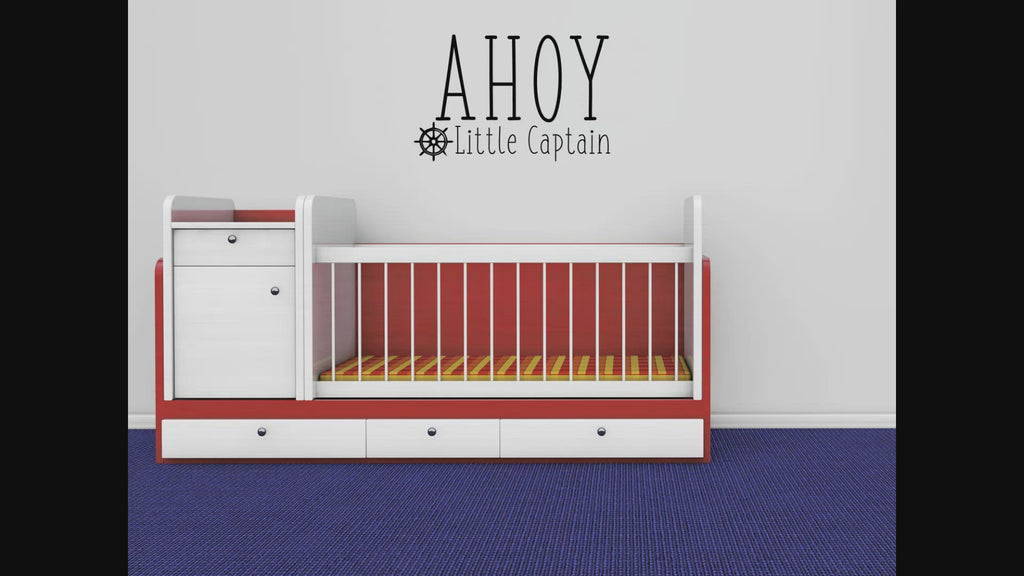Ahoy Little Captain Wall Decal – Kids Nautical Theme Removable Vinyl Sticker