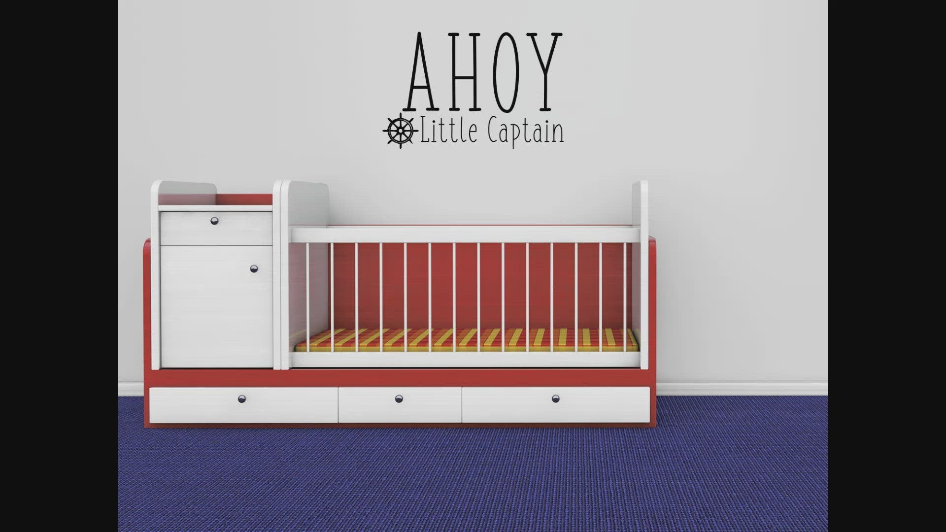 Ahoy Little Captain Wall Decal – Kids Nautical Theme Removable Vinyl Sticker