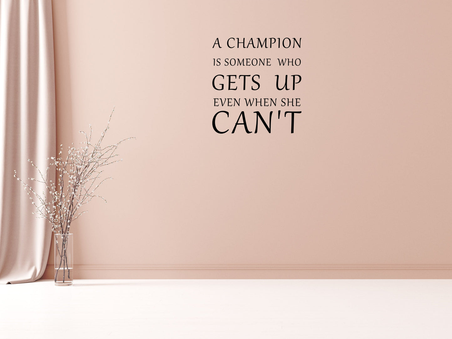 A Champion Is Someone Who Gets Up Even When She Can't Wall Decal Champion Vinyl Wall - Motivational Wall Quote Decal - Inspirational Quote Vinyl Wall Decal Title Done 