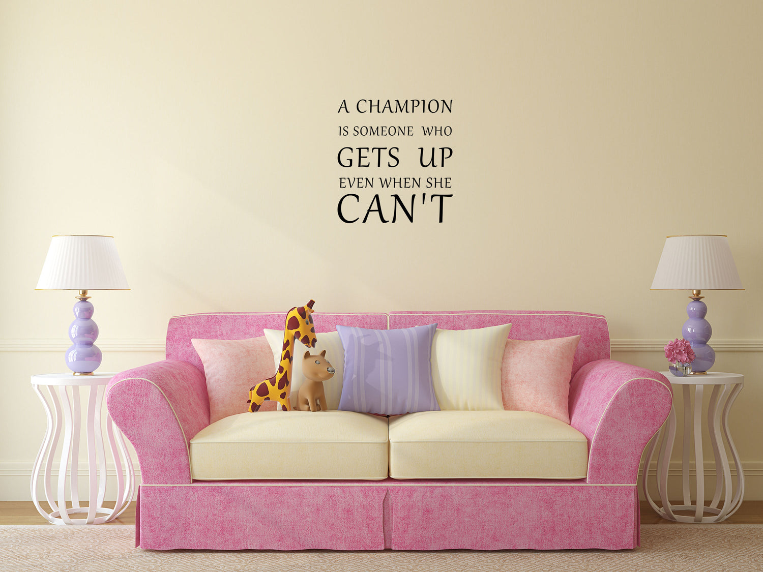 A Champion Is Someone Who Gets Up Even When She Can't Wall Decal Champion Vinyl Wall - Motivational Wall Quote Decal - Inspirational Quote Vinyl Wall Decal Title Done 