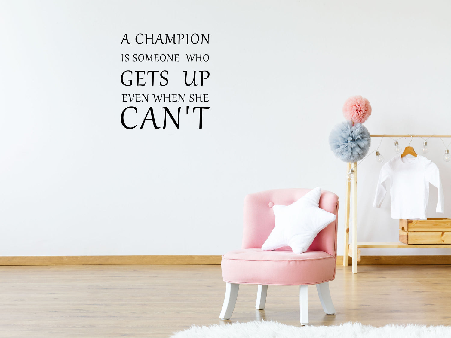 A Champion Is Someone Who Gets Up Even When She Can't Wall Decal Champion Vinyl Wall - Motivational Wall Quote Decal - Inspirational Quote Vinyl Wall Decal Title Done 