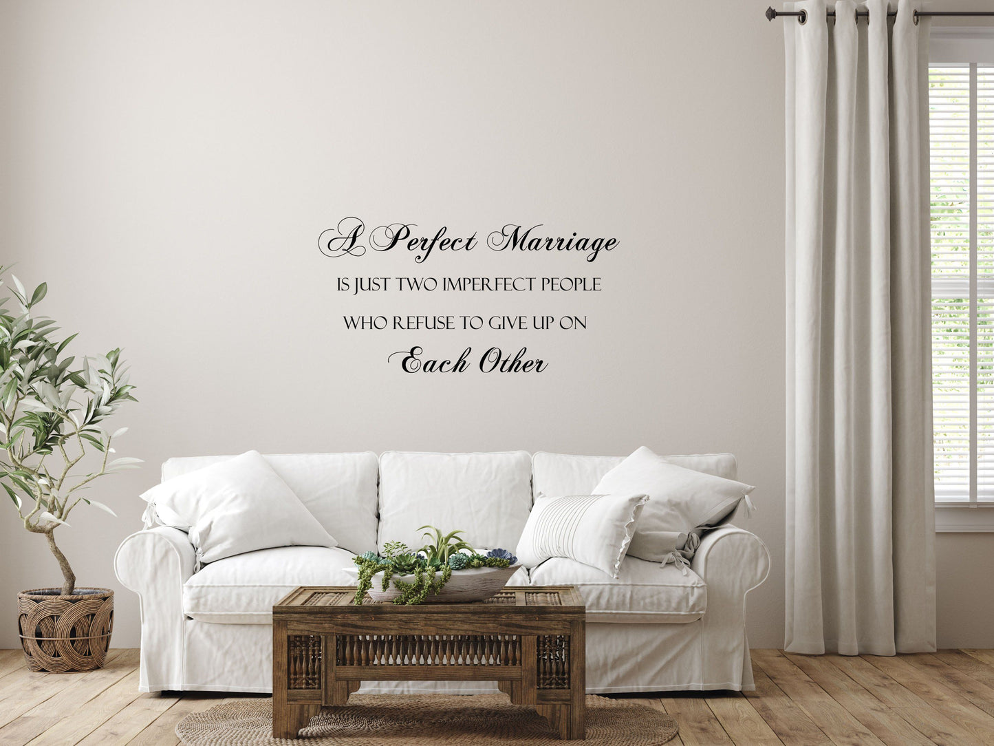 A Perfect Marriage Is Just Two Imperfect People Bedroom Wall Quote Decal - Inspirational Wall Signs Vinyl Wall Decal Done 