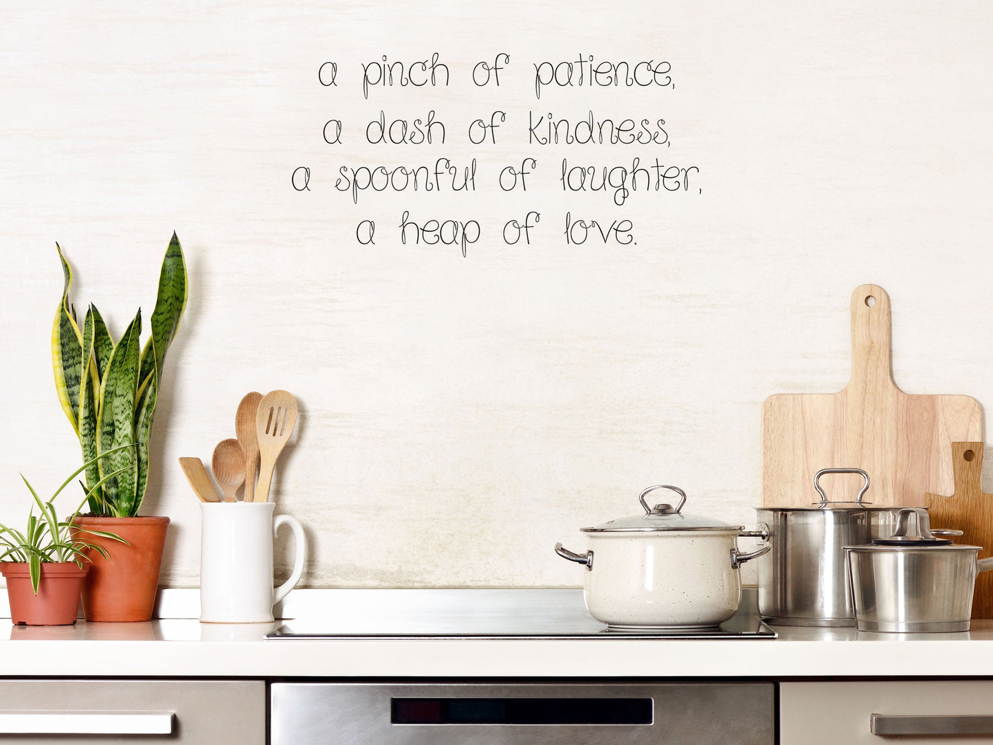 A Pinch Of Patience A Dash Of Kindness Quote - Kitchen Wall Decor Lettering Vinyl Wall Decal Title Done 