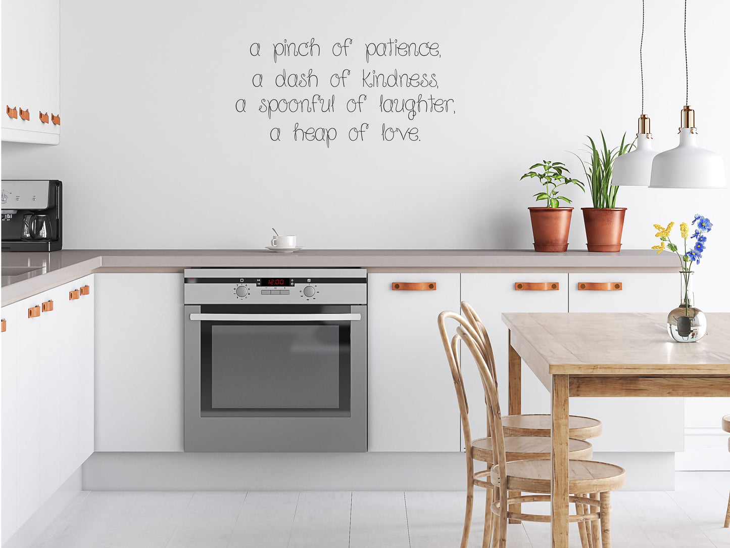 A Pinch Of Patience A Dash Of Kindness Quote - Kitchen Wall Decor Lettering Vinyl Wall Decal Title Done 