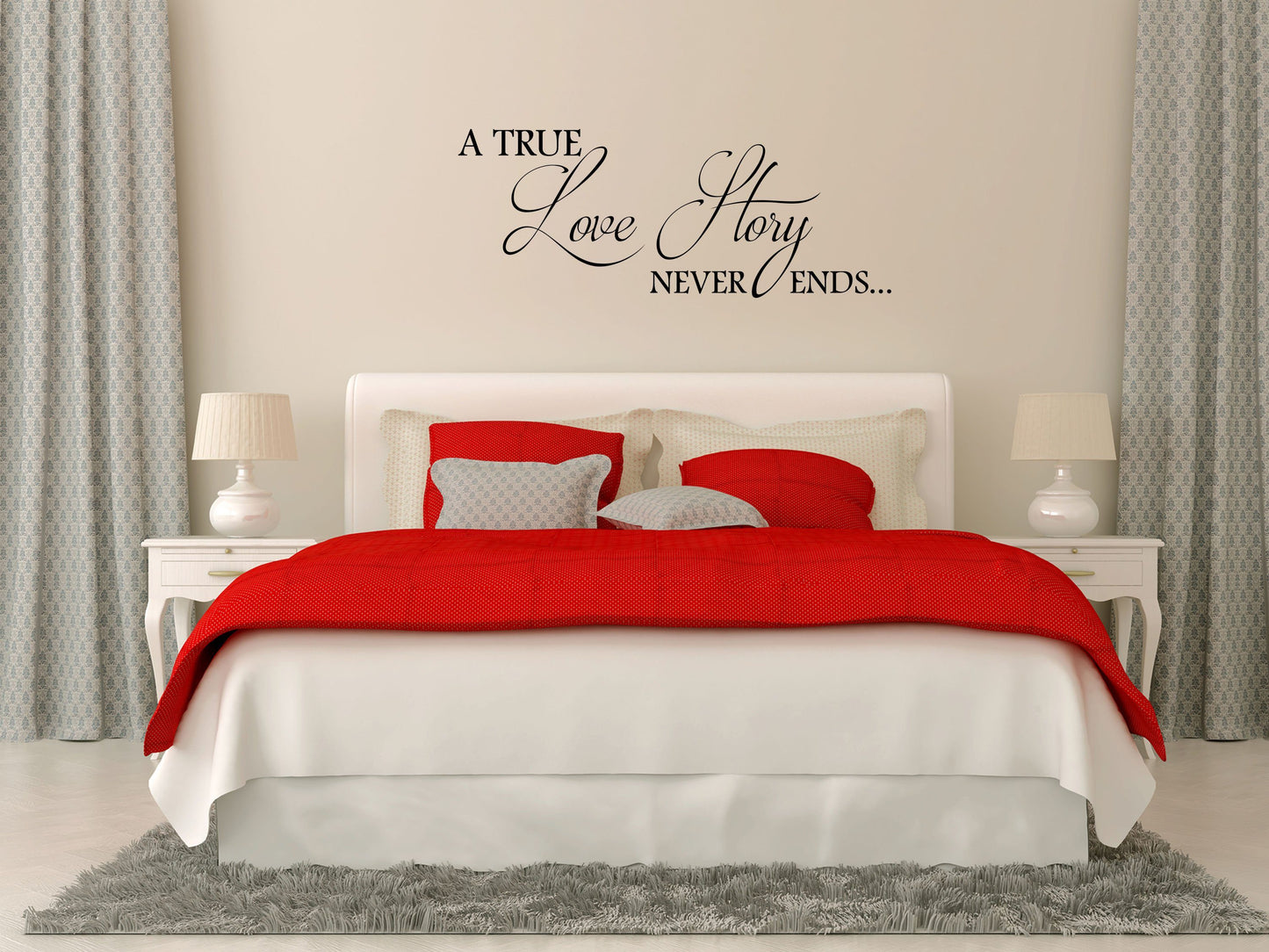 A True Love Story Never Ends Bedroom Marriage Sticker- Inspirational Wall Decals Vinyl Wall Decal Done 