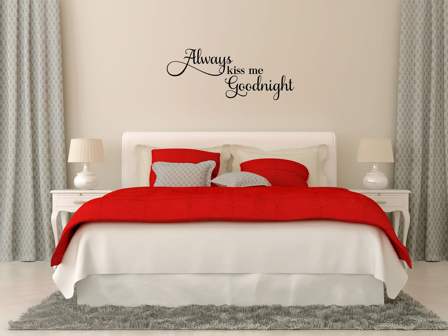 Always Kiss Me Goodnight Bedroom Quote Sticker - Inspirational Wall Decals Vinyl Wall Decal Done 