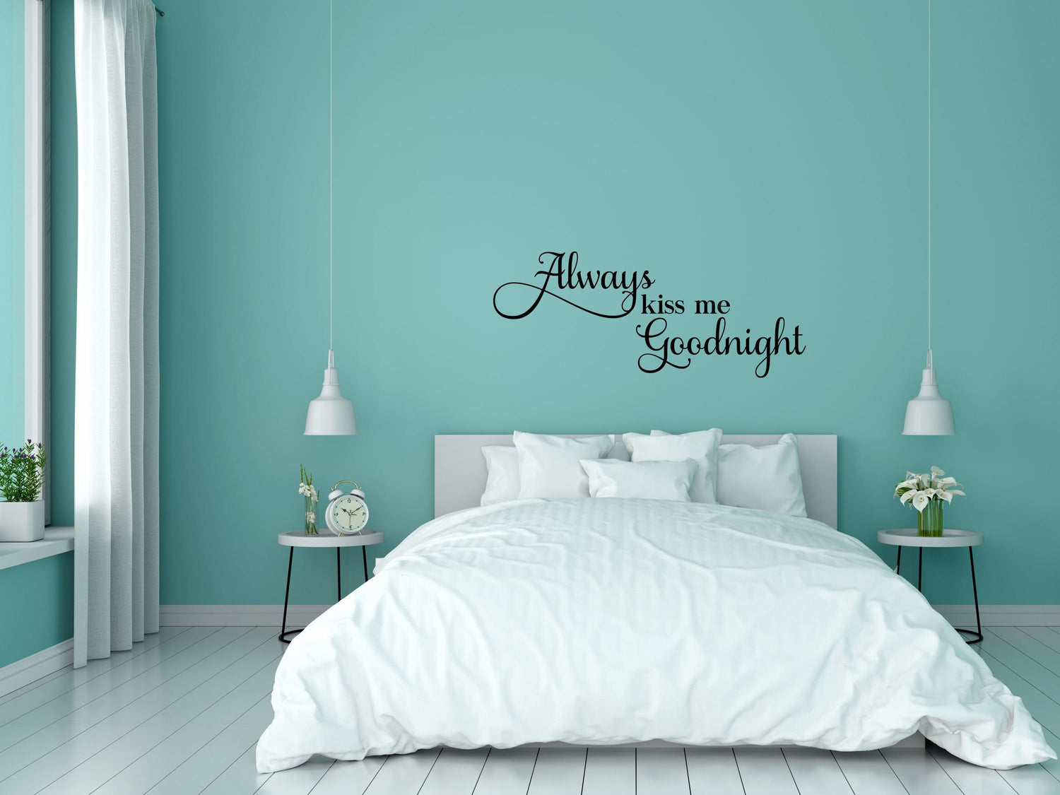 Always Kiss Me Goodnight Bedroom Quote Sticker - Inspirational Wall Decals Vinyl Wall Decal Done 