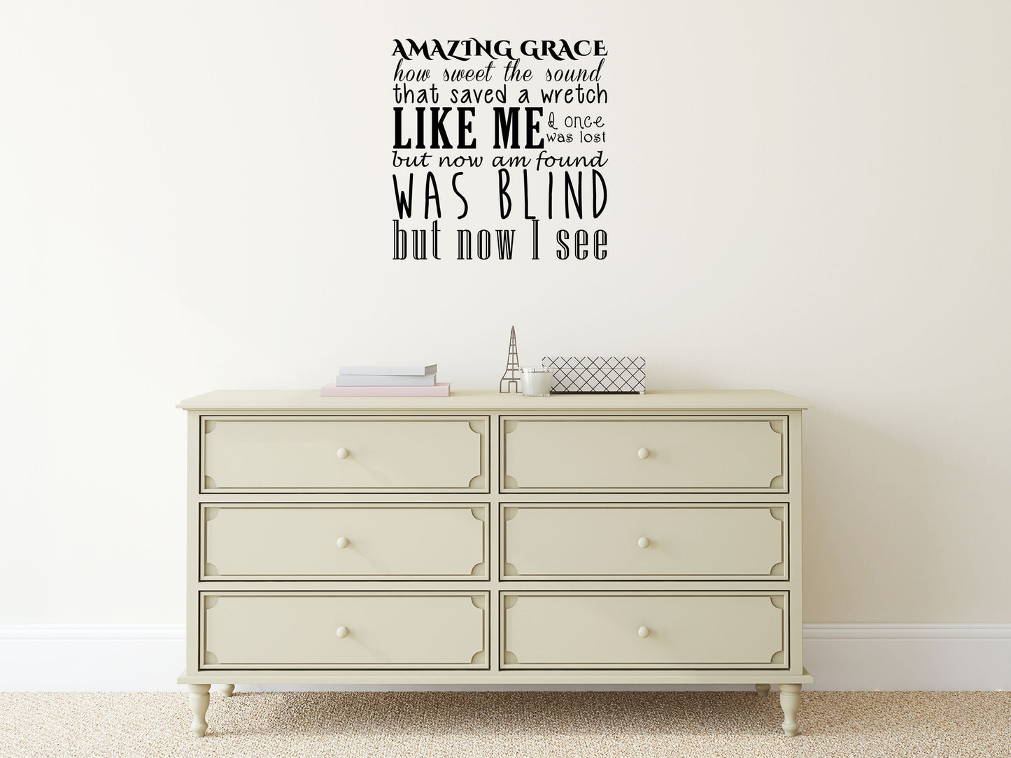 Amazing Grace Inspirational Wall - Hymn Wall Decal - Christian Decor Vinyl Wall Decal Title Done 