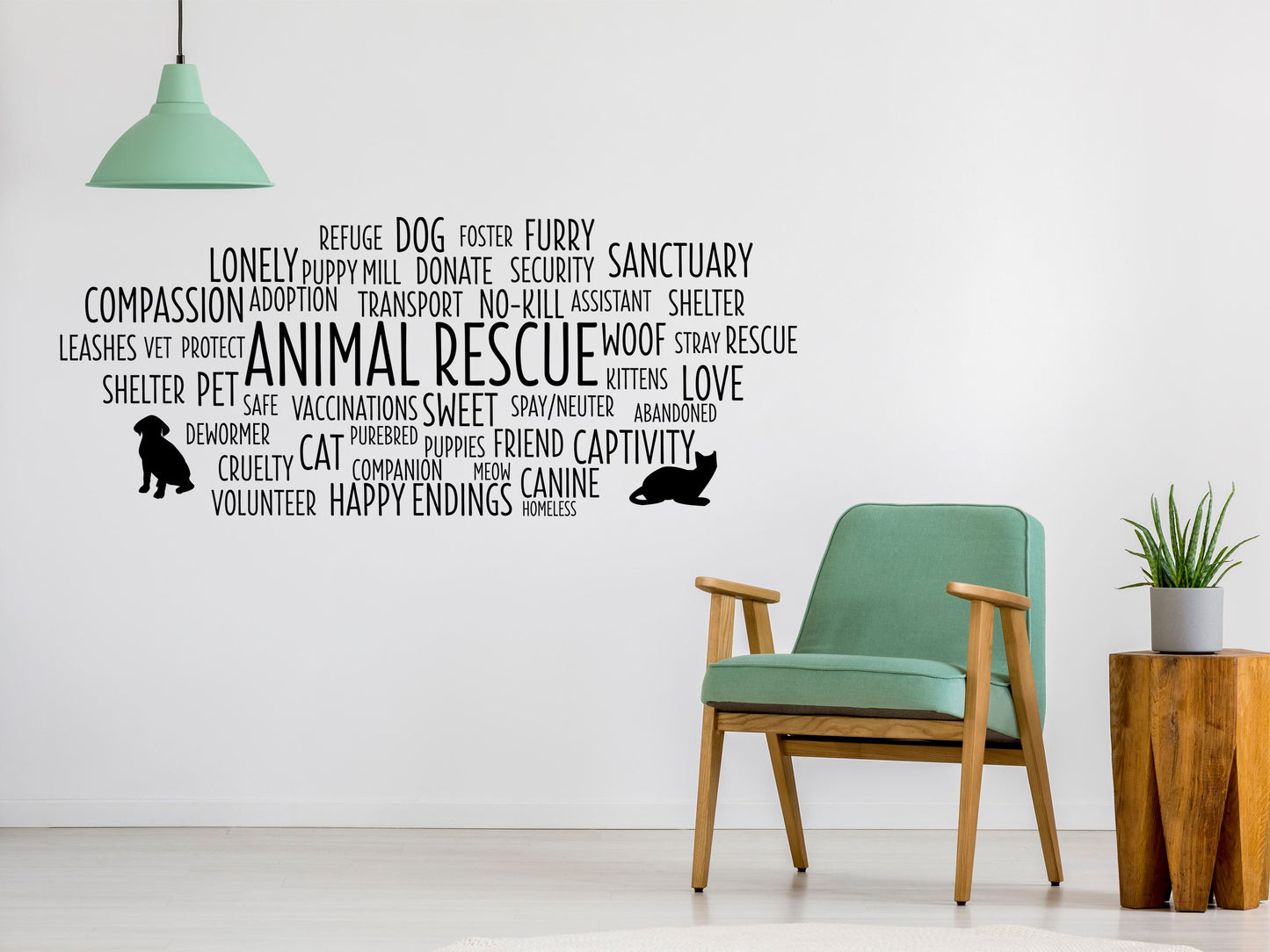 Animal Rescue Word Cloud - Animal Rescue Decal - Animal Rescue Wall Decal - Animal Shelter Decal Vinyl Wall Decal Inspirational Wall Signs 