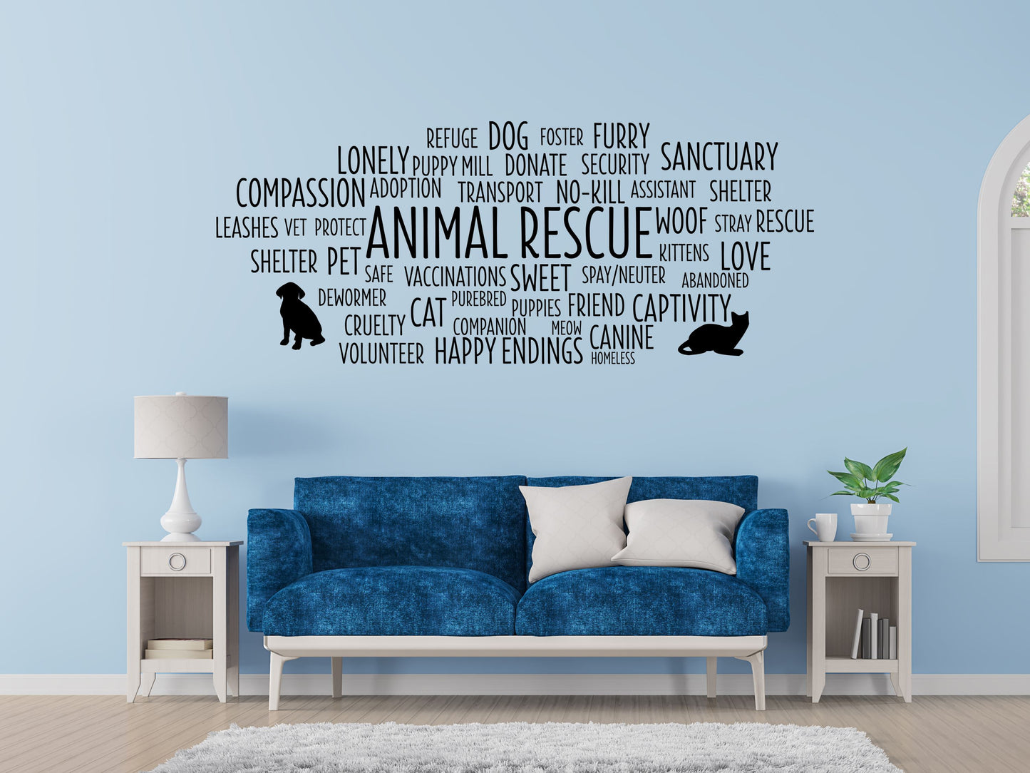 Animal Rescue Word Cloud - Animal Rescue Decal - Animal Rescue Wall Decal - Animal Shelter Decal Vinyl Wall Decal Inspirational Wall Signs 