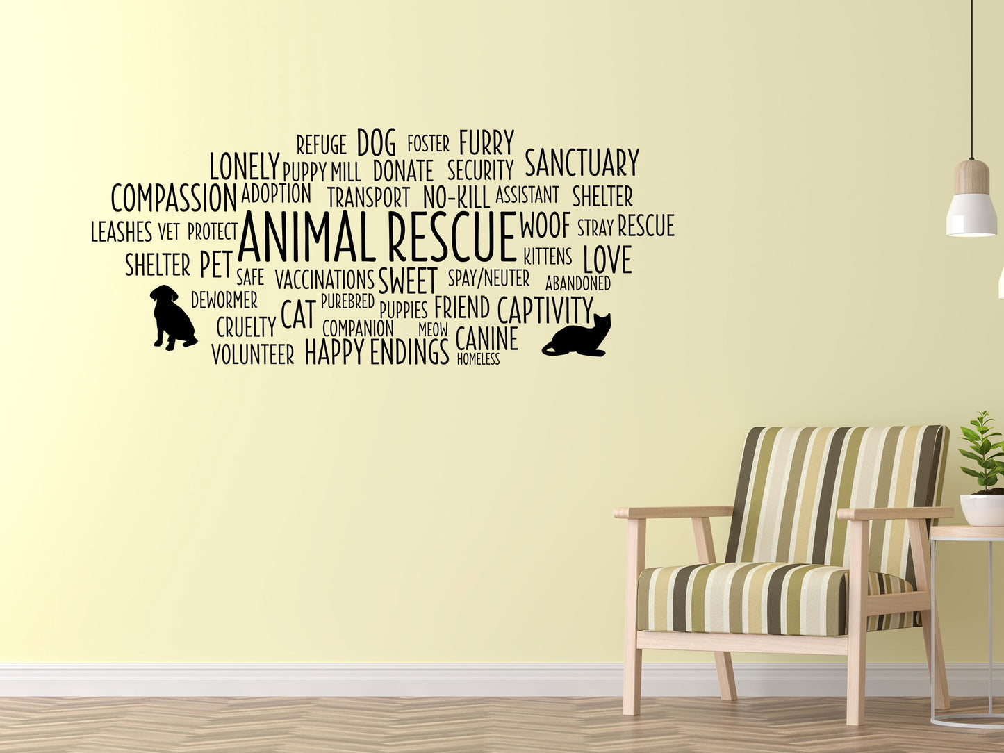 Animal Rescue Word Cloud - Animal Rescue Decal - Animal Rescue Wall Decal - Animal Shelter Decal Vinyl Wall Decal Inspirational Wall Signs 