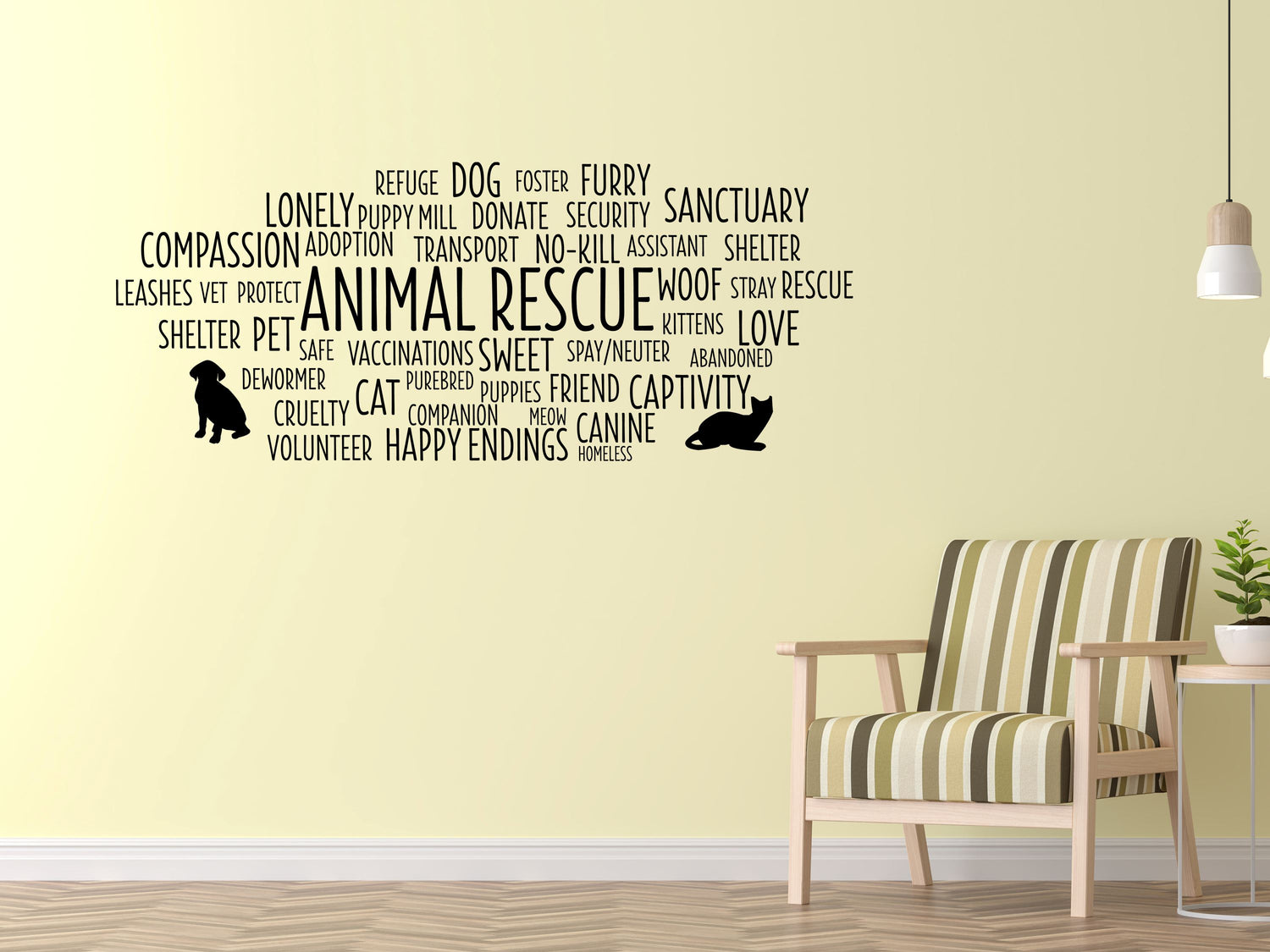 Animal Rescue Word Cloud - Animal Rescue Decal - Animal Rescue Wall Decal - Animal Shelter Decal Vinyl Wall Decal Inspirational Wall Signs 