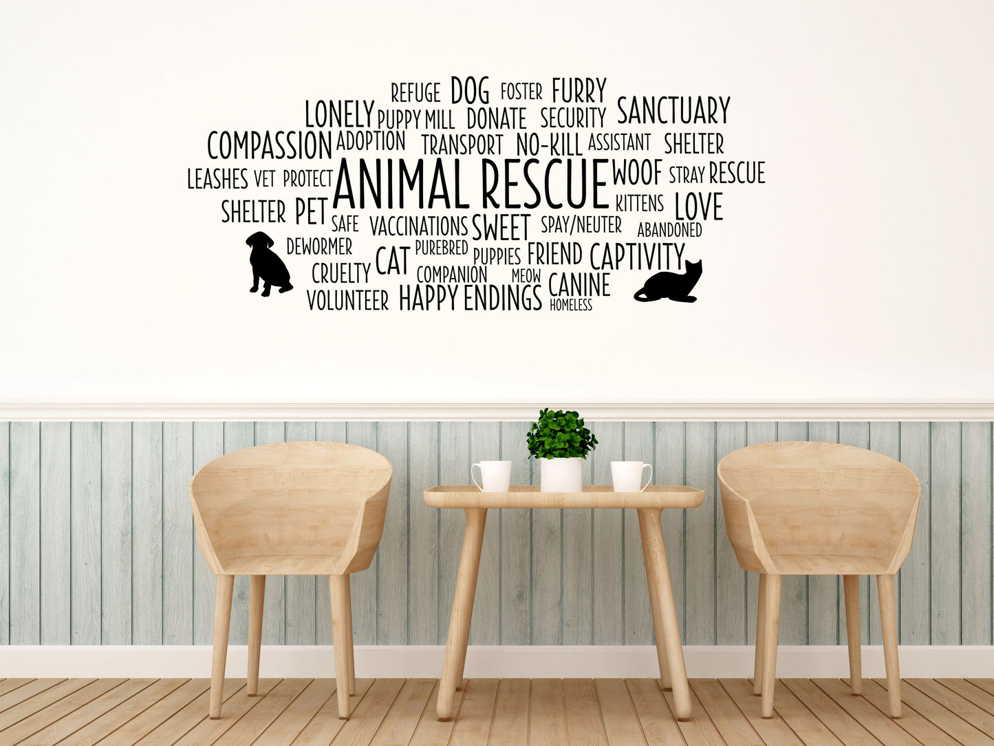 Animal Rescue Word Cloud - Animal Rescue Decal - Animal Rescue Wall Decal - Animal Shelter Decal Vinyl Wall Decal Inspirational Wall Signs 