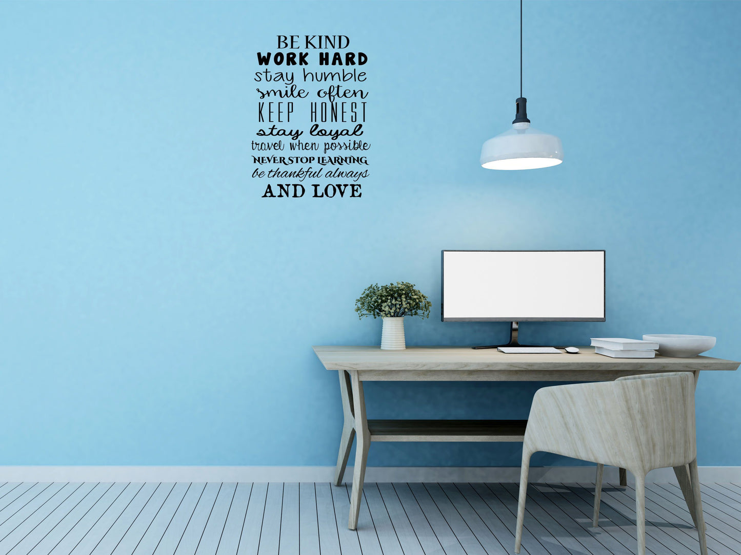 Be Kind Work Hard Word Wall Art Quote Decal Vinyl Wall Decal Done 