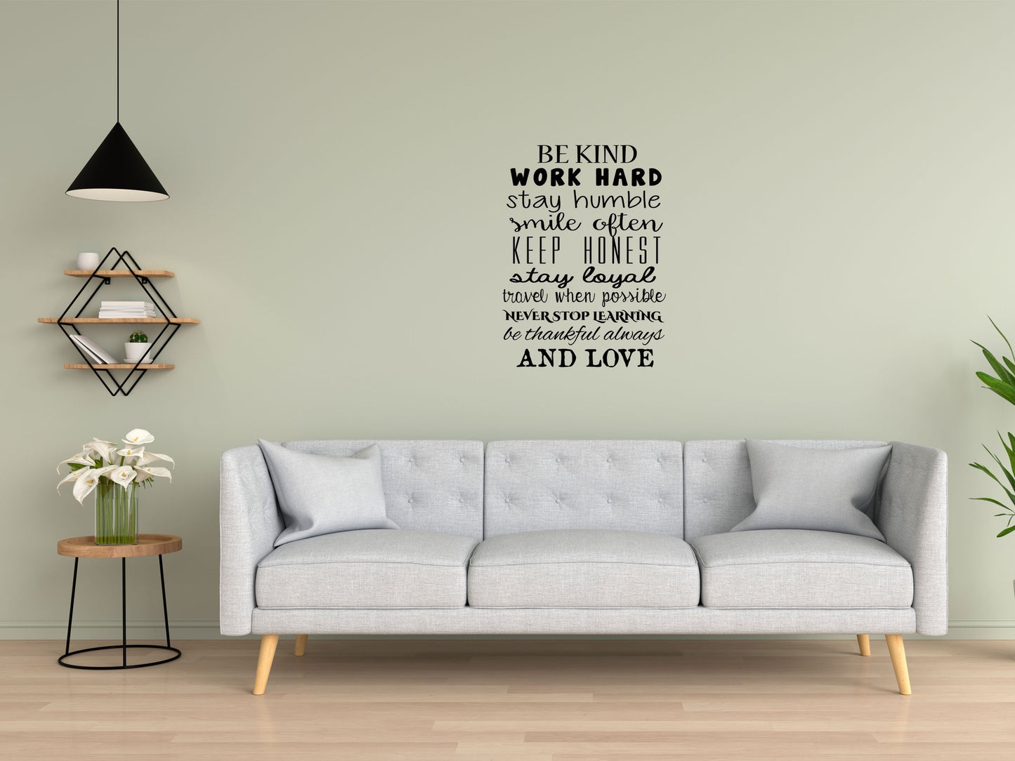 Be Kind Work Hard Word Wall Art Quote Decal Vinyl Wall Decal Done 