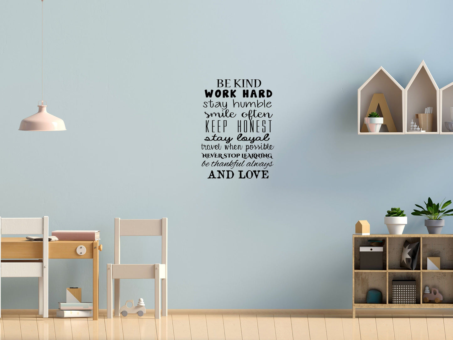 Be Kind Work Hard Word Wall Art Quote Decal Vinyl Wall Decal Done 