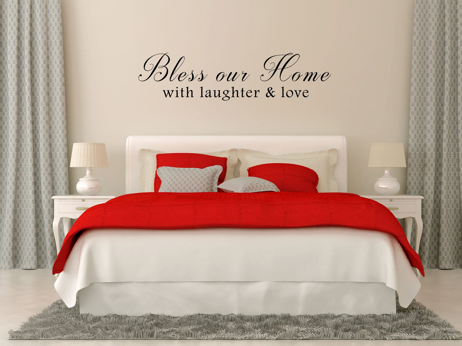 Bless Our Home With Laughter & Love Sticker - Inspirational Wall Decals Vinyl Wall Decal Inspirational Wall Signs 