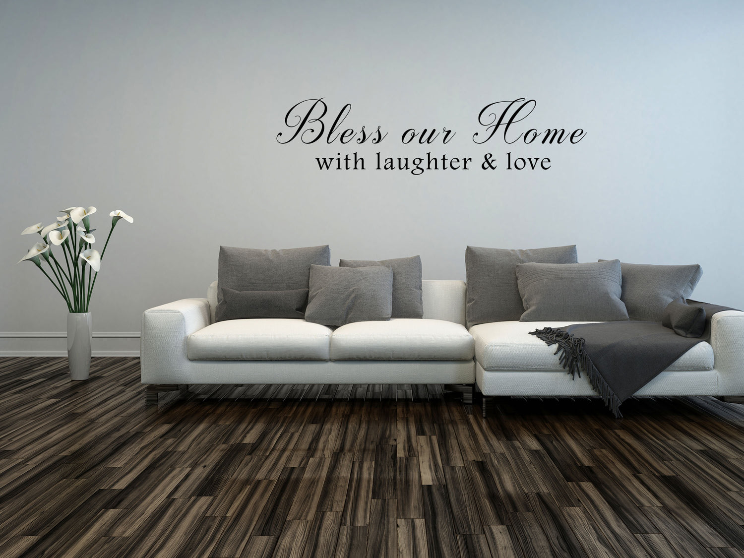 Bless Our Home With Laughter & Love Sticker - Inspirational Wall Decals Vinyl Wall Decal Inspirational Wall Signs 