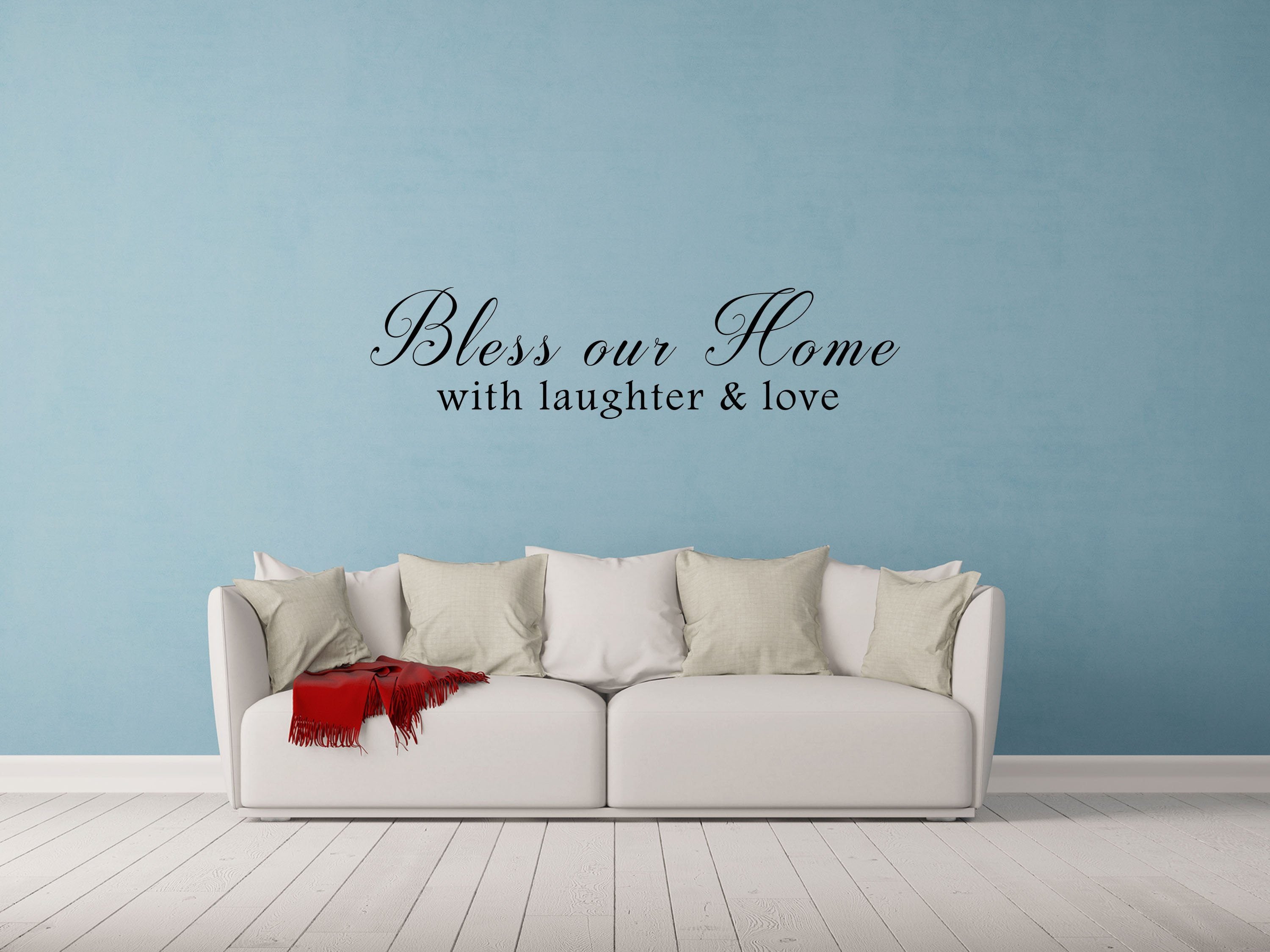 Bless Our Home With Laughter & Love Sticker - Inspirational Wall Decals Vinyl Wall Decal Inspirational Wall Signs 
