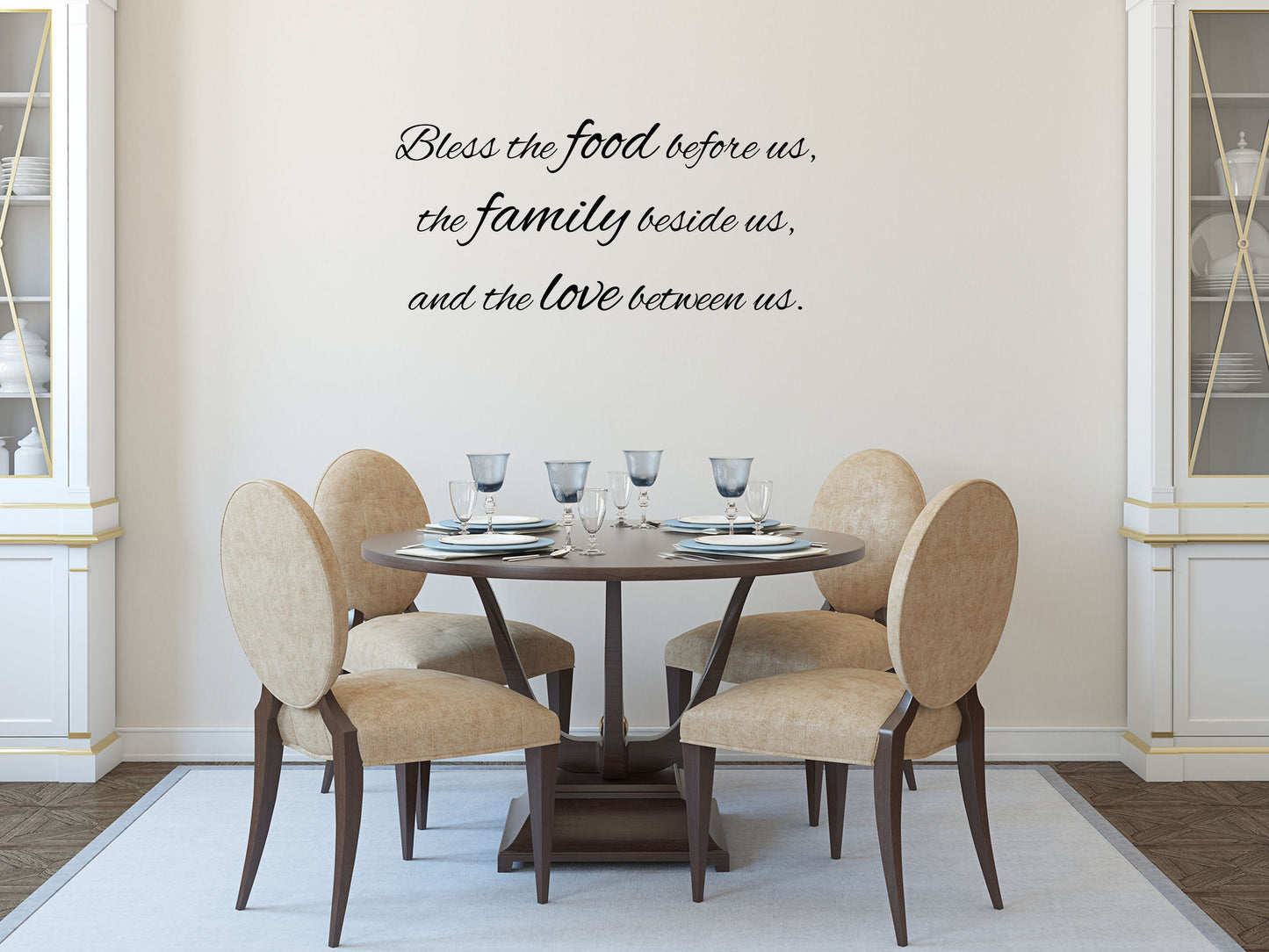 Bless The Food Before Us - Kitchen Wall Saying Vinyl Wall Lettering Decal - Blessing Dining Room Wall Lettering Quote - Wall Words Decor Vinyl Wall Decal Inspirational Wall Signs 