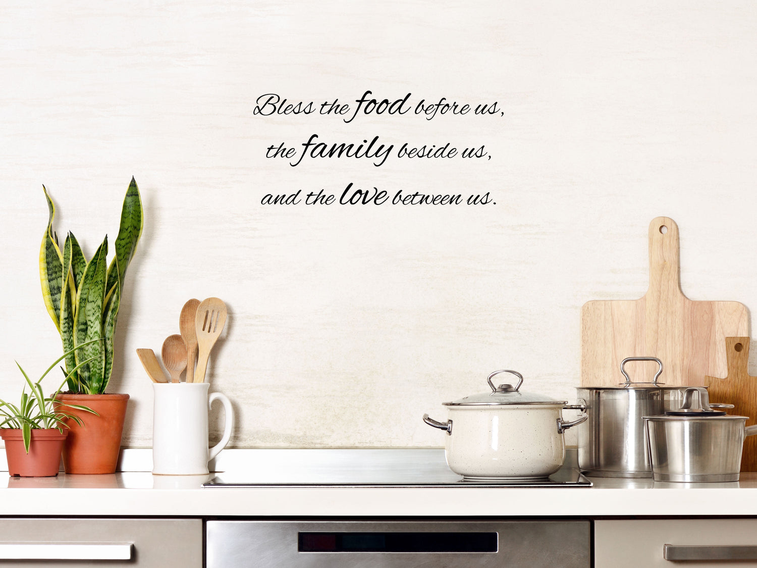 Bless The Food Before Us - Kitchen Wall Saying Vinyl Wall Lettering Decal - Blessing Dining Room Wall Lettering Quote - Wall Words Decor Vinyl Wall Decal Inspirational Wall Signs 