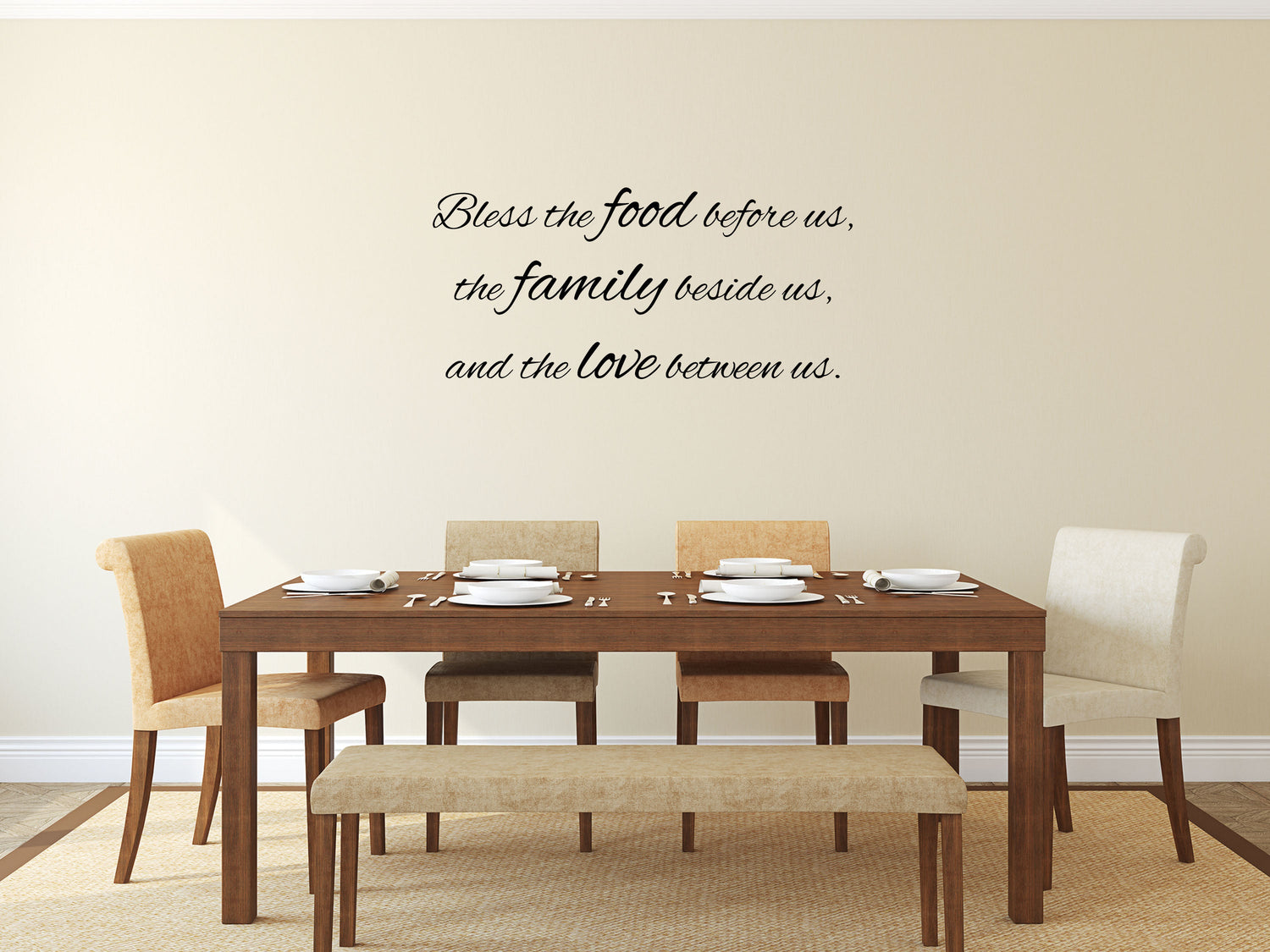 Bless The Food Before Us - Kitchen Wall Saying Vinyl Wall Lettering Decal - Blessing Dining Room Wall Lettering Quote - Wall Words Decor Vinyl Wall Decal Inspirational Wall Signs 