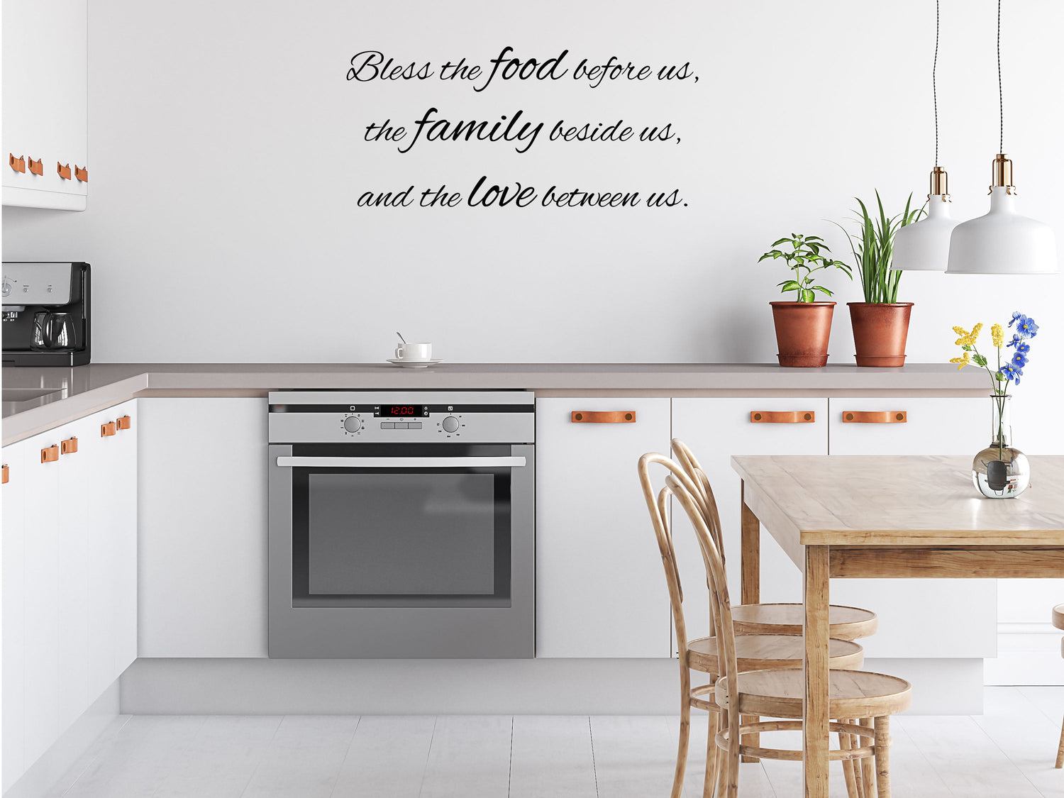 Bless The Food Before Us - Kitchen Wall Saying Vinyl Wall Lettering Decal - Blessing Dining Room Wall Lettering Quote - Wall Words Decor Vinyl Wall Decal Inspirational Wall Signs 