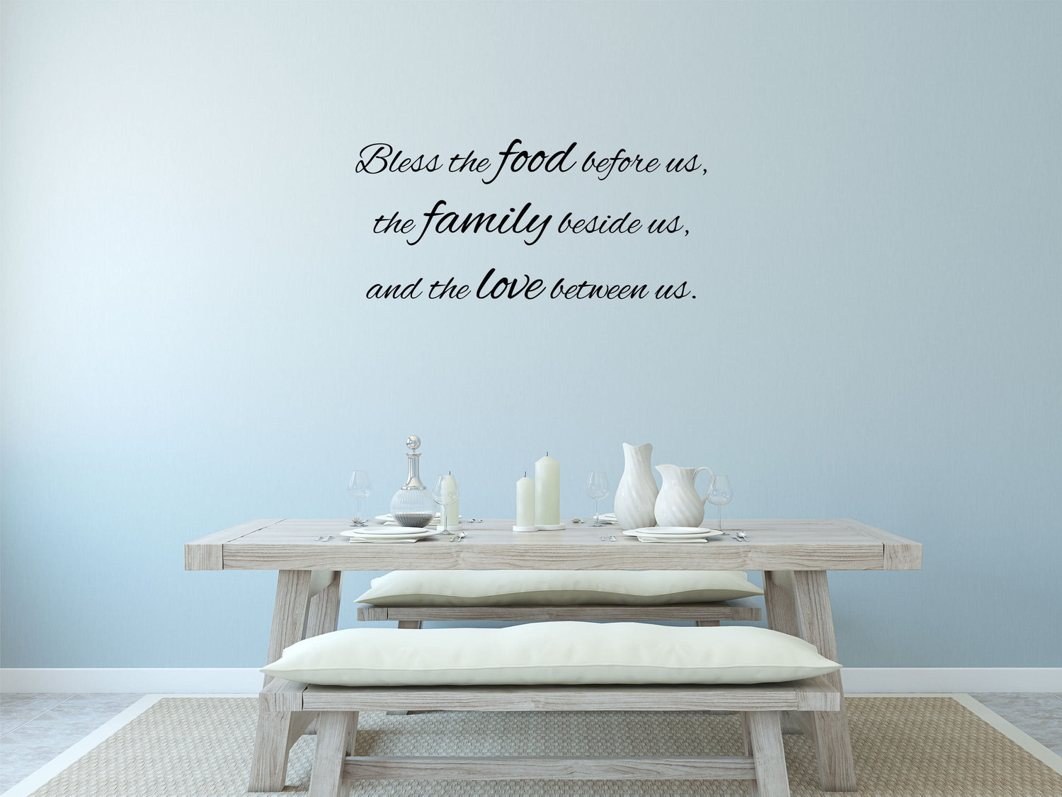 Bless The Food Before Us - Kitchen Wall Saying Vinyl Wall Lettering Decal - Blessing Dining Room Wall Lettering Quote - Wall Words Decor Vinyl Wall Decal Inspirational Wall Signs 