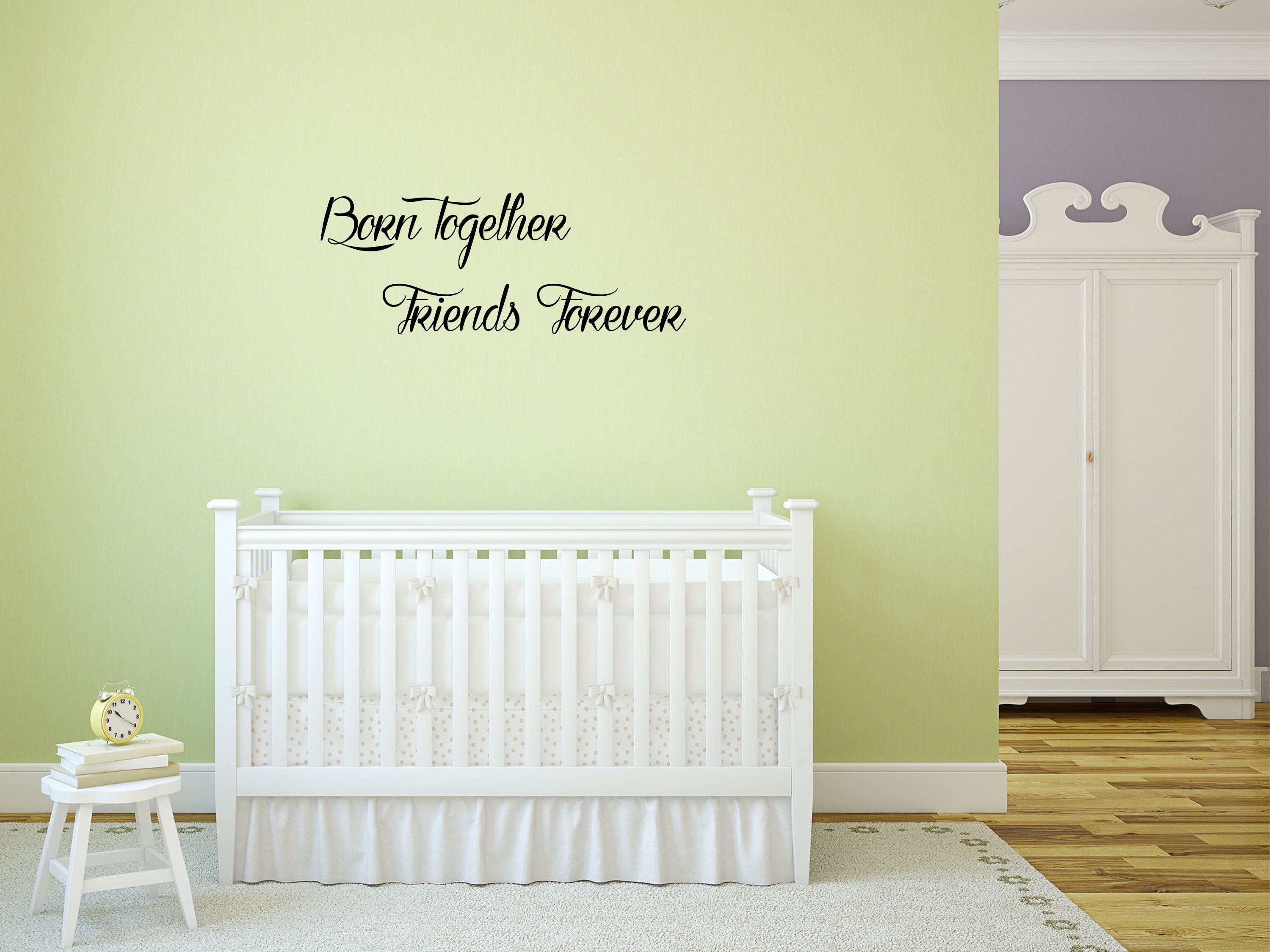 Born Together Friends Forever Twins Wall Decal Quote - Inspirational Wall Signs Vinyl Wall Decal Inspirational Wall Signs 