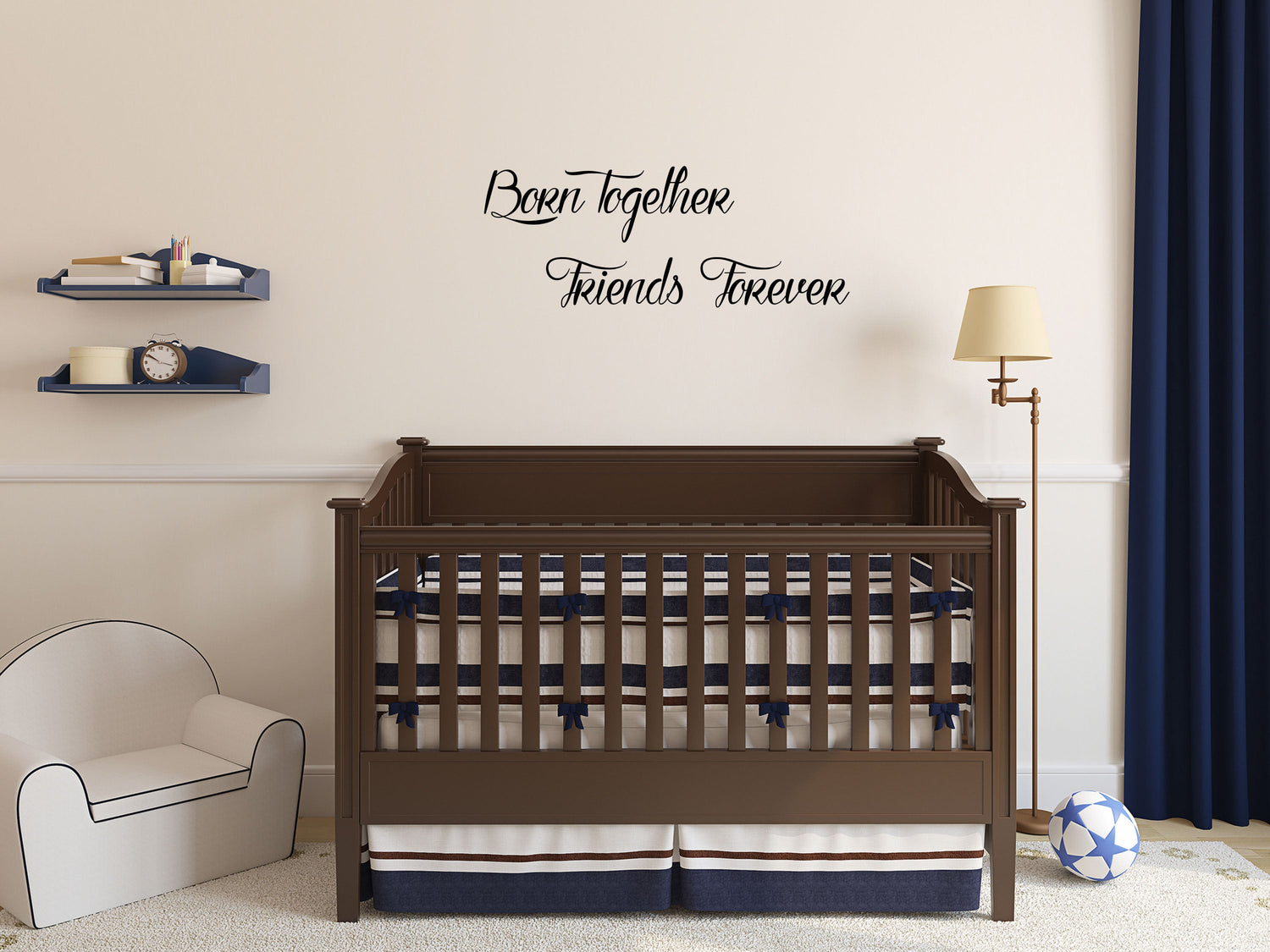Born Together Friends Forever Twins Wall Decal Quote - Inspirational Wall Signs Vinyl Wall Decal Inspirational Wall Signs 