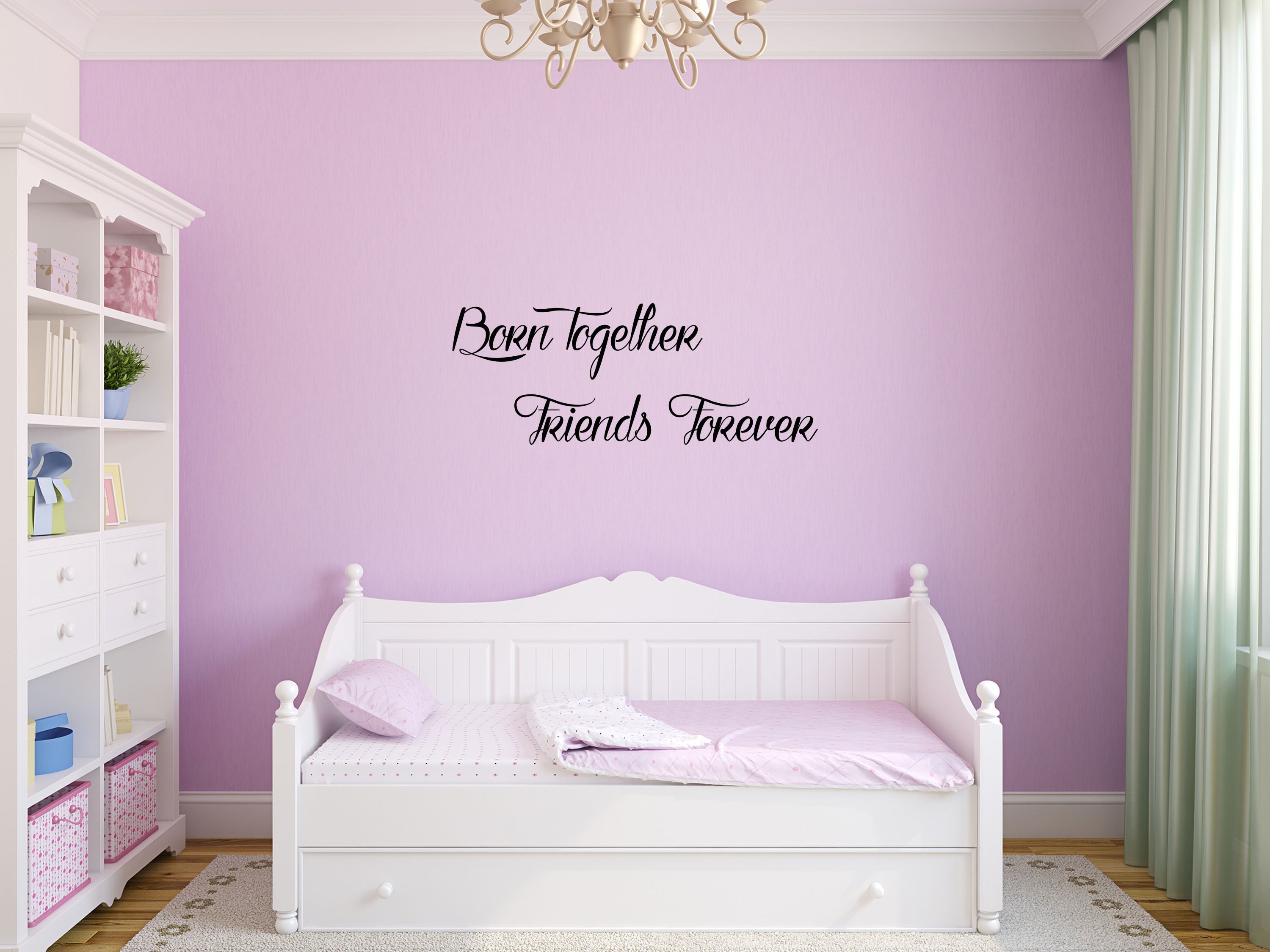 Born Together Friends Forever Twins Wall Decal Quote - Inspirational Wall Signs Vinyl Wall Decal Inspirational Wall Signs 