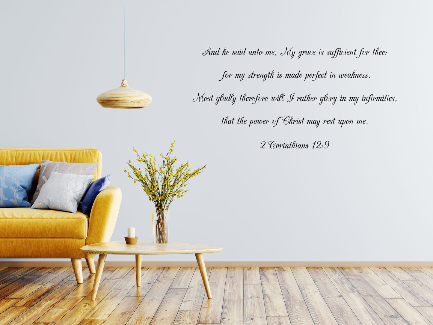 Church KJV Bible Decal Scripture Wall Decal of 2 Corinthians 12:9 Wall Scripture of Christian Wall Decal - Religious Scripture Verse Vinyl Wall Decal Done 