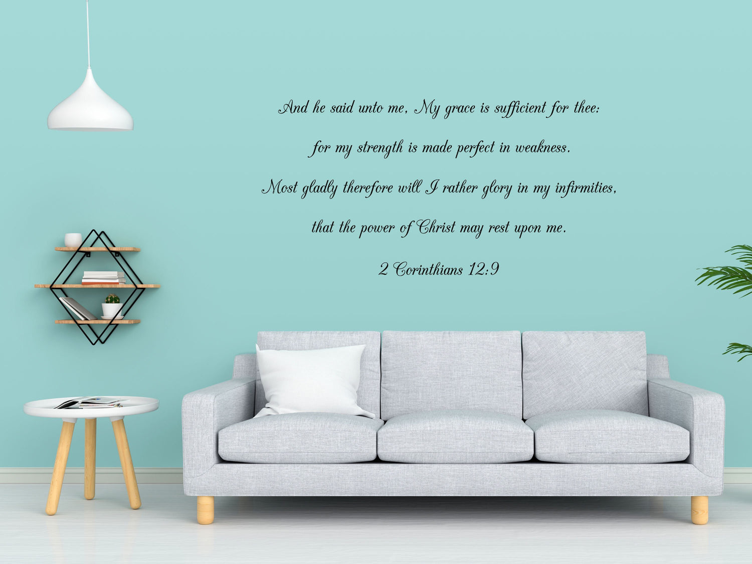 Church KJV Bible Decal Scripture Wall Decal of 2 Corinthians 12:9 Wall Scripture of Christian Wall Decal - Religious Scripture Verse Vinyl Wall Decal Done 