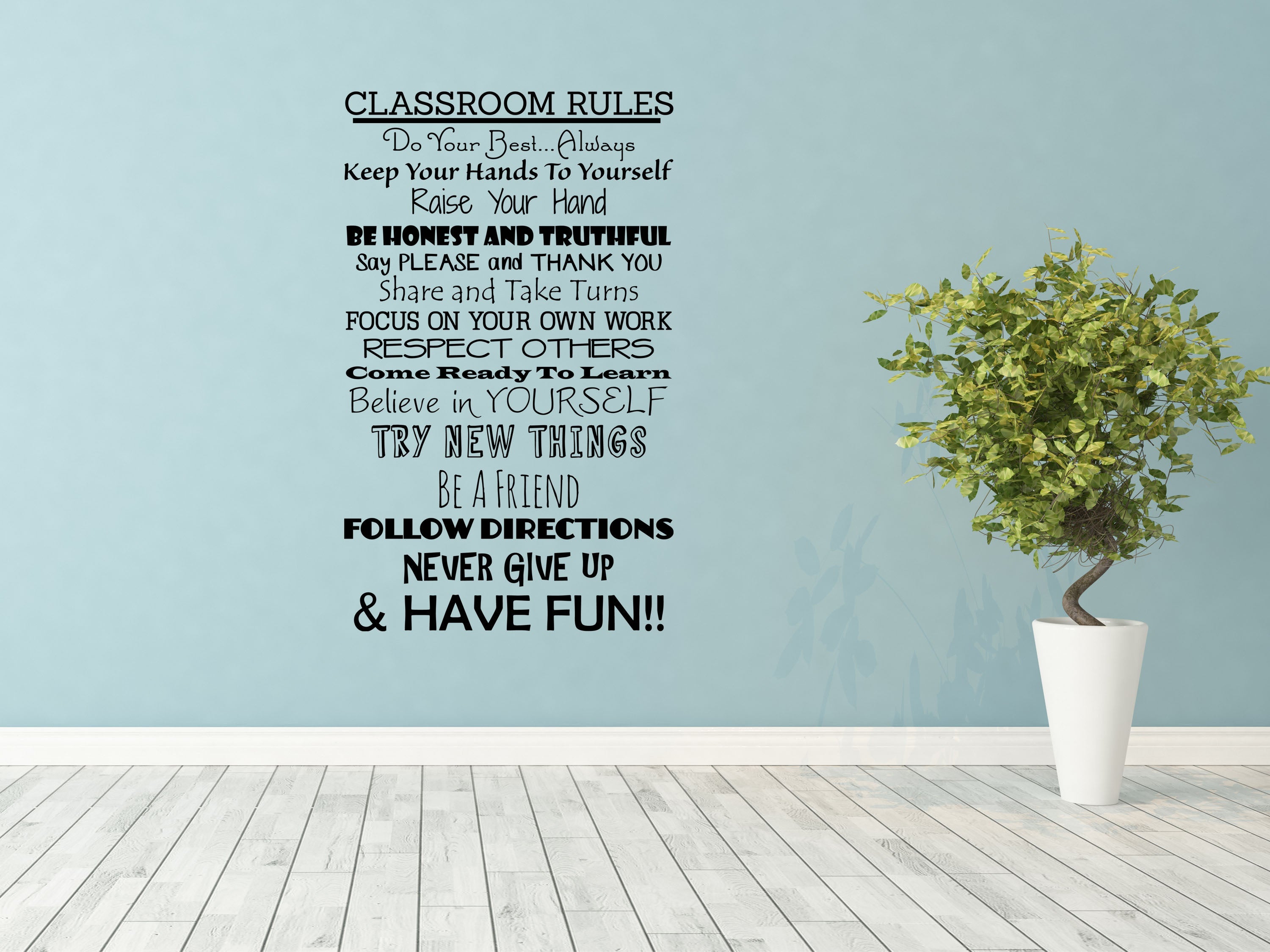 Classroom Rules Quote Sticker - Inspirational Wall Decals Vinyl Wall Decal Inspirational Wall Signs 