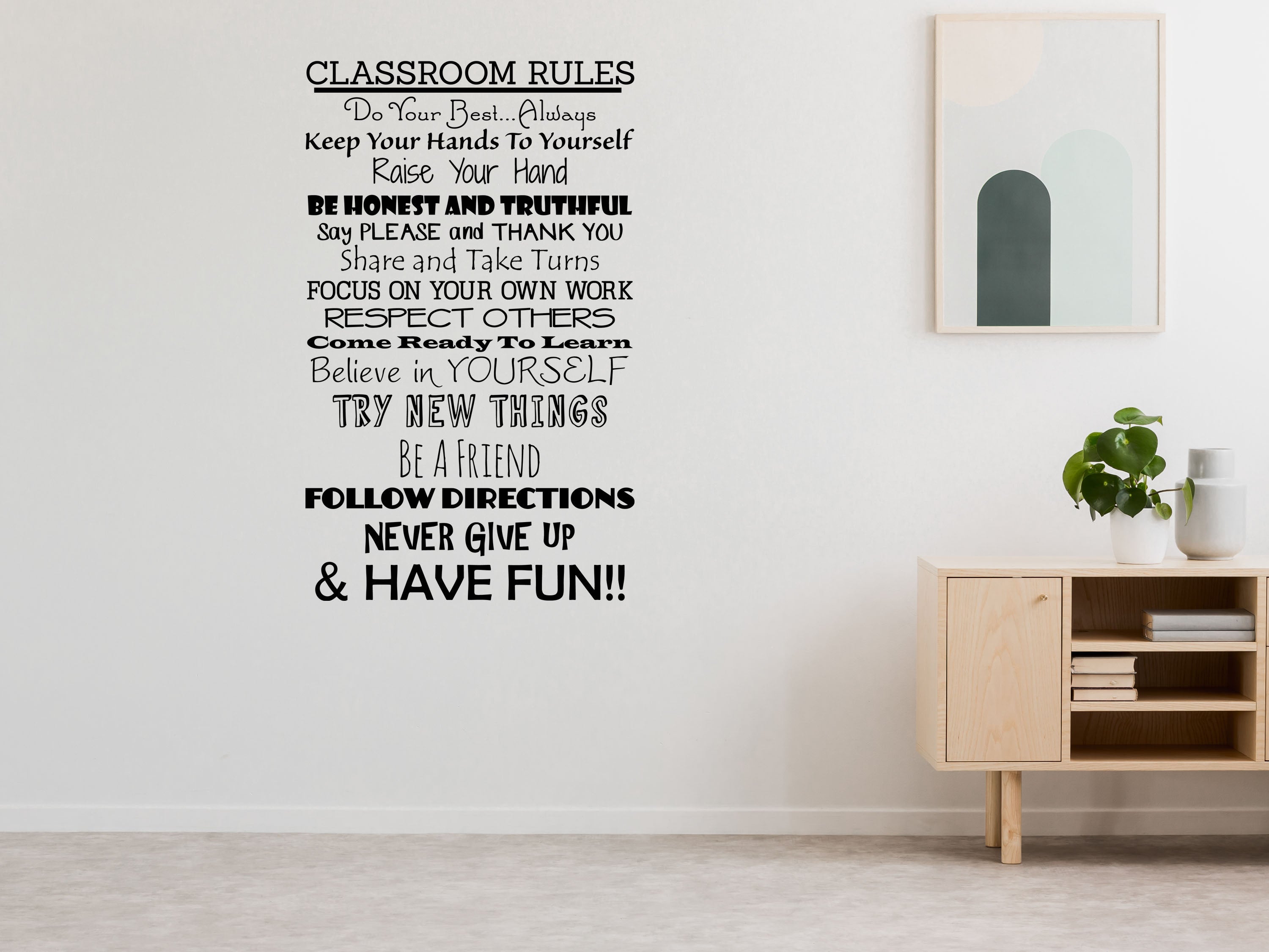 Classroom Rules Quote Sticker - Inspirational Wall Decals Vinyl Wall Decal Inspirational Wall Signs 