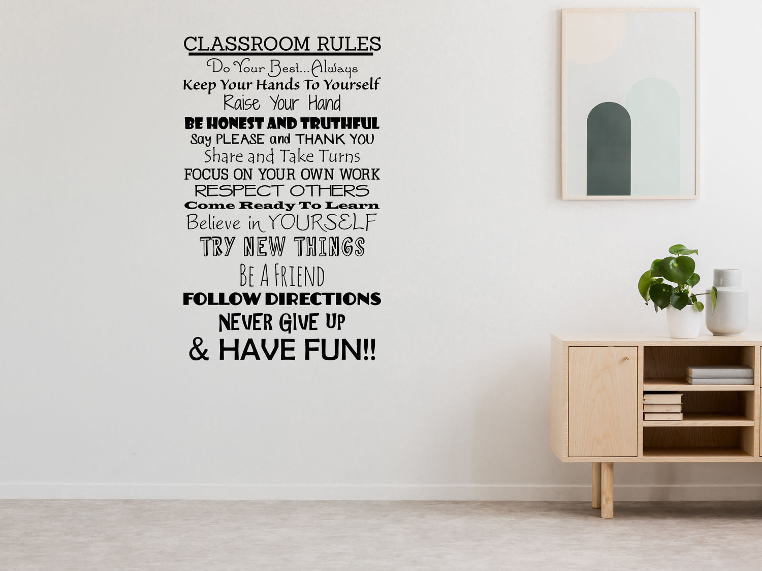 Classroom Rules Quote Sticker - Inspirational Wall Decals Vinyl Wall Decal Inspirational Wall Signs 