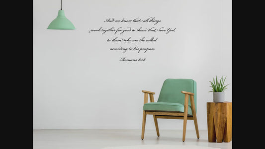 Romans 8:28 All Things Work Together Scripture Wall Decal - Bible Verse Wall Sticker - Christian Bible Sign