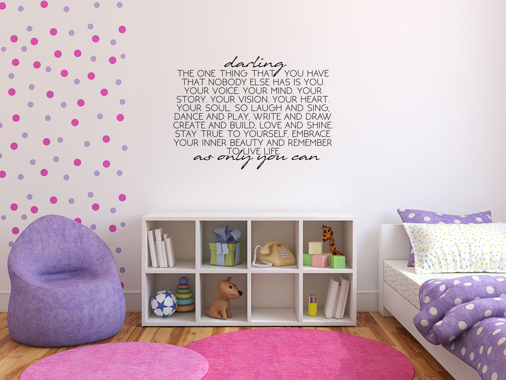 Darling Decal - Girl's Room Wall Art - Darling Girls Wall Sign - Darling The One Thing - Darling Girls Wall Art Done 