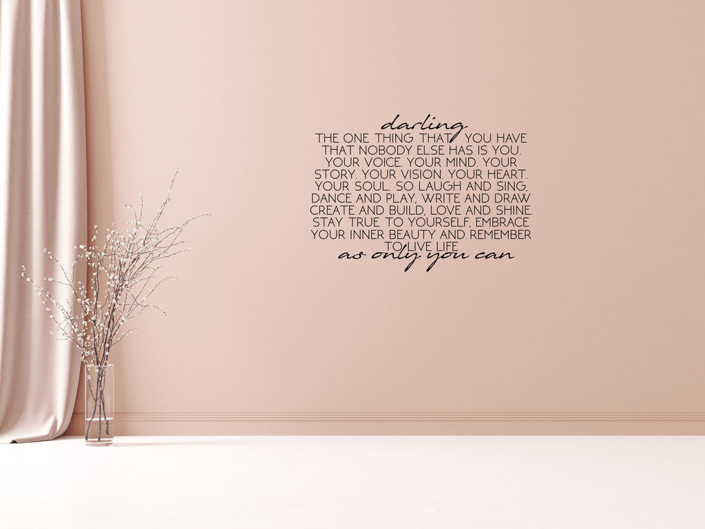 Darling Girl's Room Quote - Inspirational Wall Decals Vinyl Wall Decal Inspirational Wall Signs 