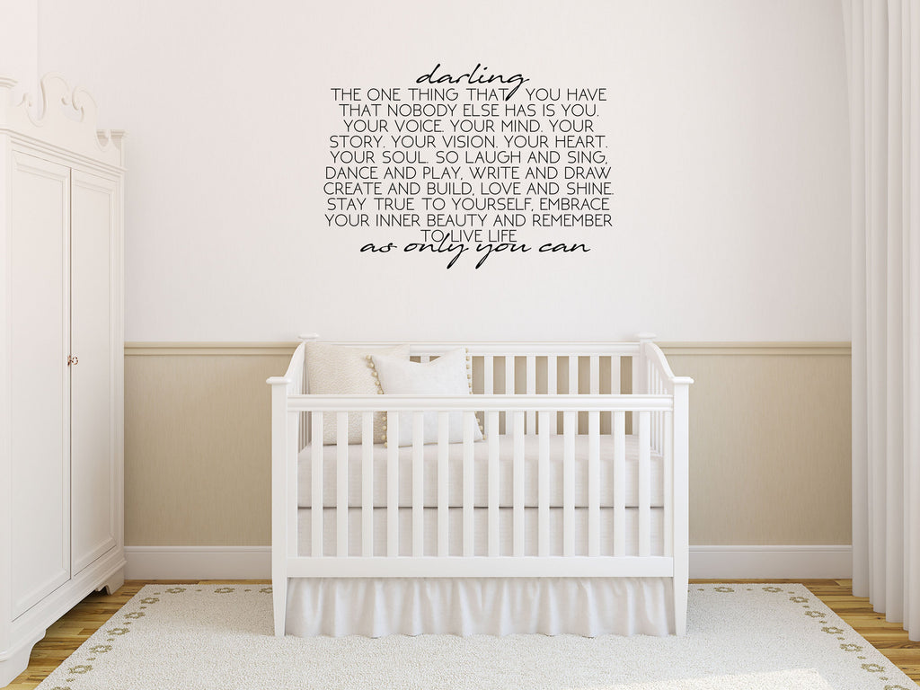 Darling Girl's Room Quote - Inspirational Wall Decals Vinyl Wall Decal Inspirational Wall Signs 