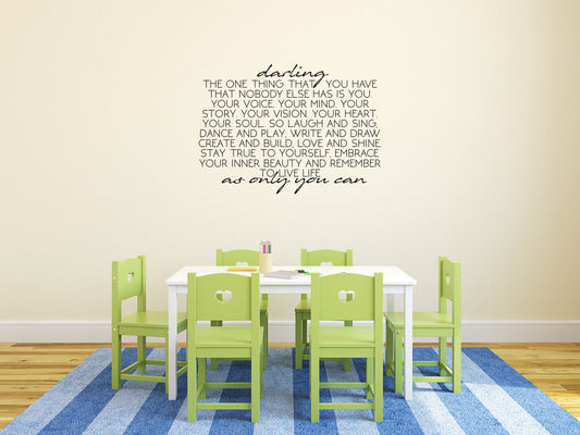 Darling Girl's Room Quote - Inspirational Wall Decals Vinyl Wall Decal Inspirational Wall Signs 