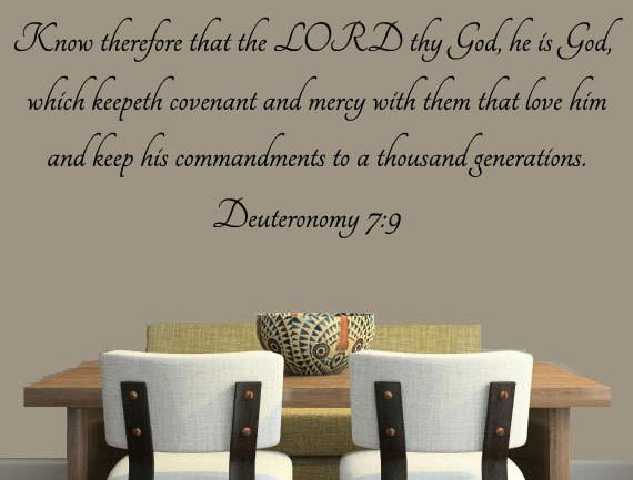 Deuteronomy 7:9 - Inspirational Wall Decals Vinyl Wall Decal Inspirational Wall Signs 