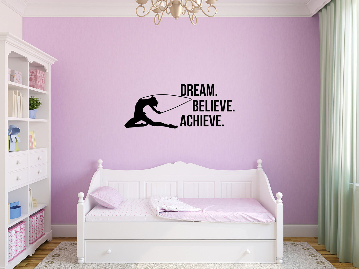 Dream Believe Achieve Gymnastics Quote Sticker - Inspirational Wall Decals Vinyl Wall Decal Inspirational Wall Signs 
