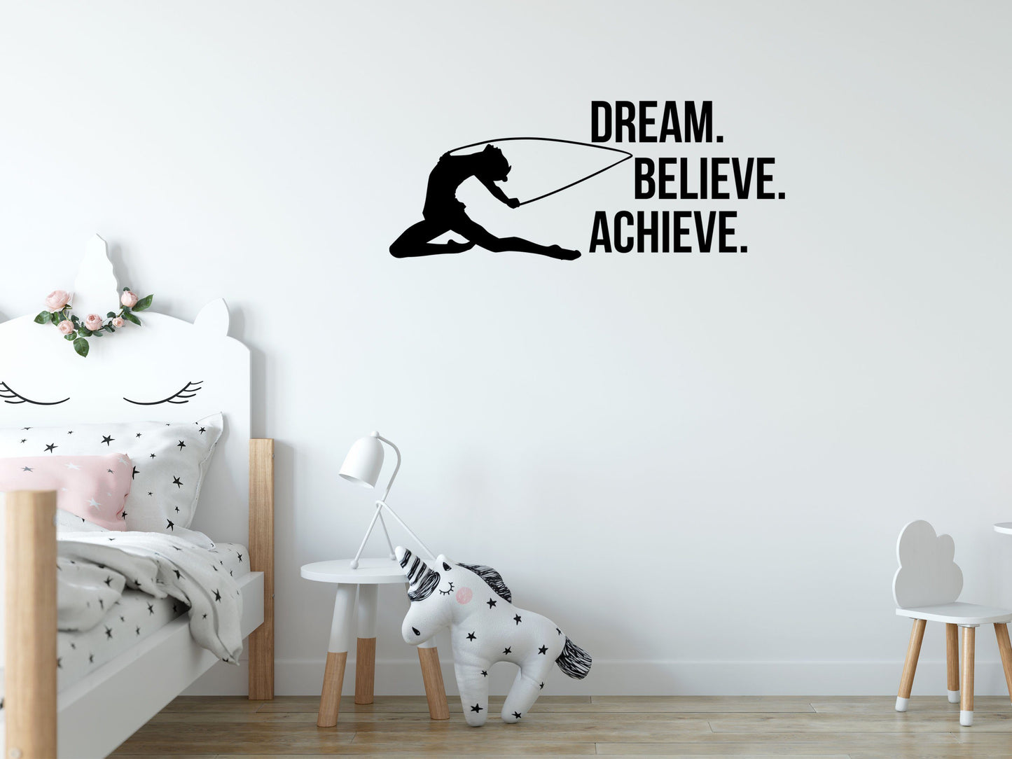 Dream Believe Achieve Gymnastics Quote Sticker - Inspirational Wall Decals Vinyl Wall Decal Inspirational Wall Signs 