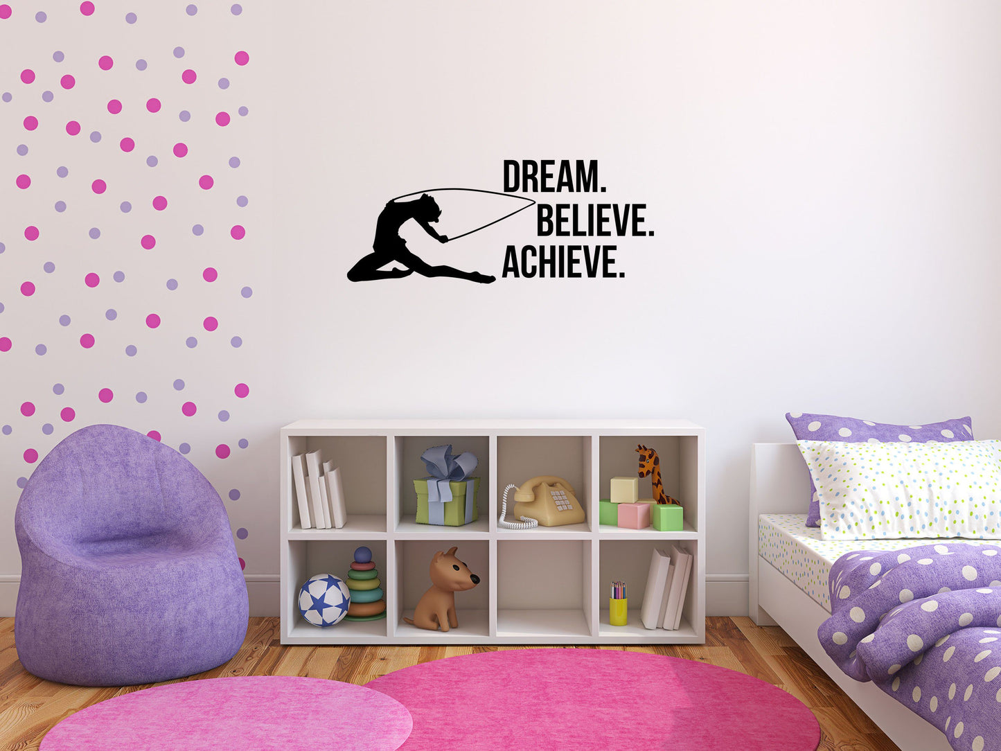 Dream Believe Achieve Gymnastics Quote Sticker - Inspirational Wall Decals Vinyl Wall Decal Inspirational Wall Signs 